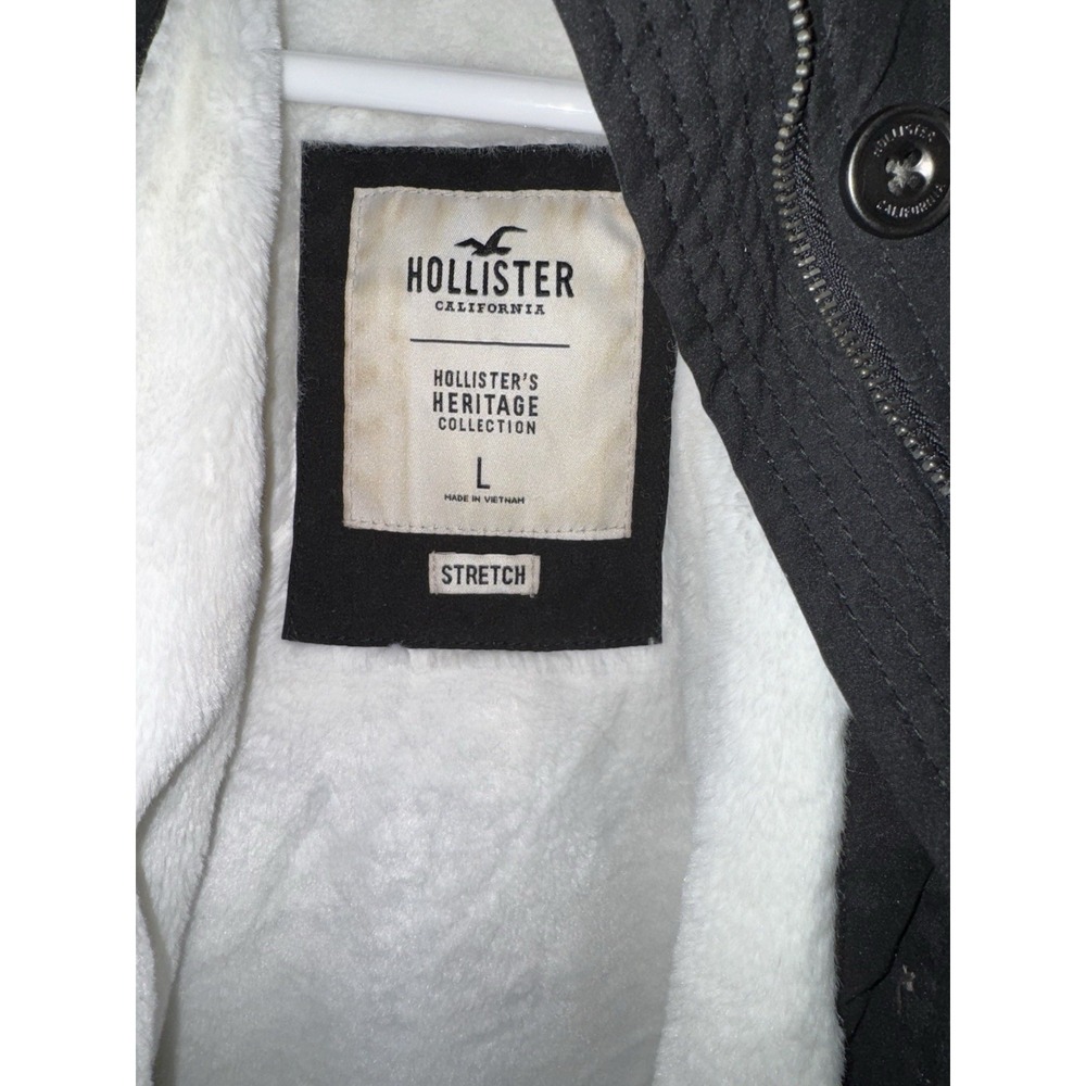 HOLLISTER FAUX TEDDY LINED PARKA JACKET COAT BLACK WOMENS SIZE L Sherpa Soft Fur - Picture 3 of 8